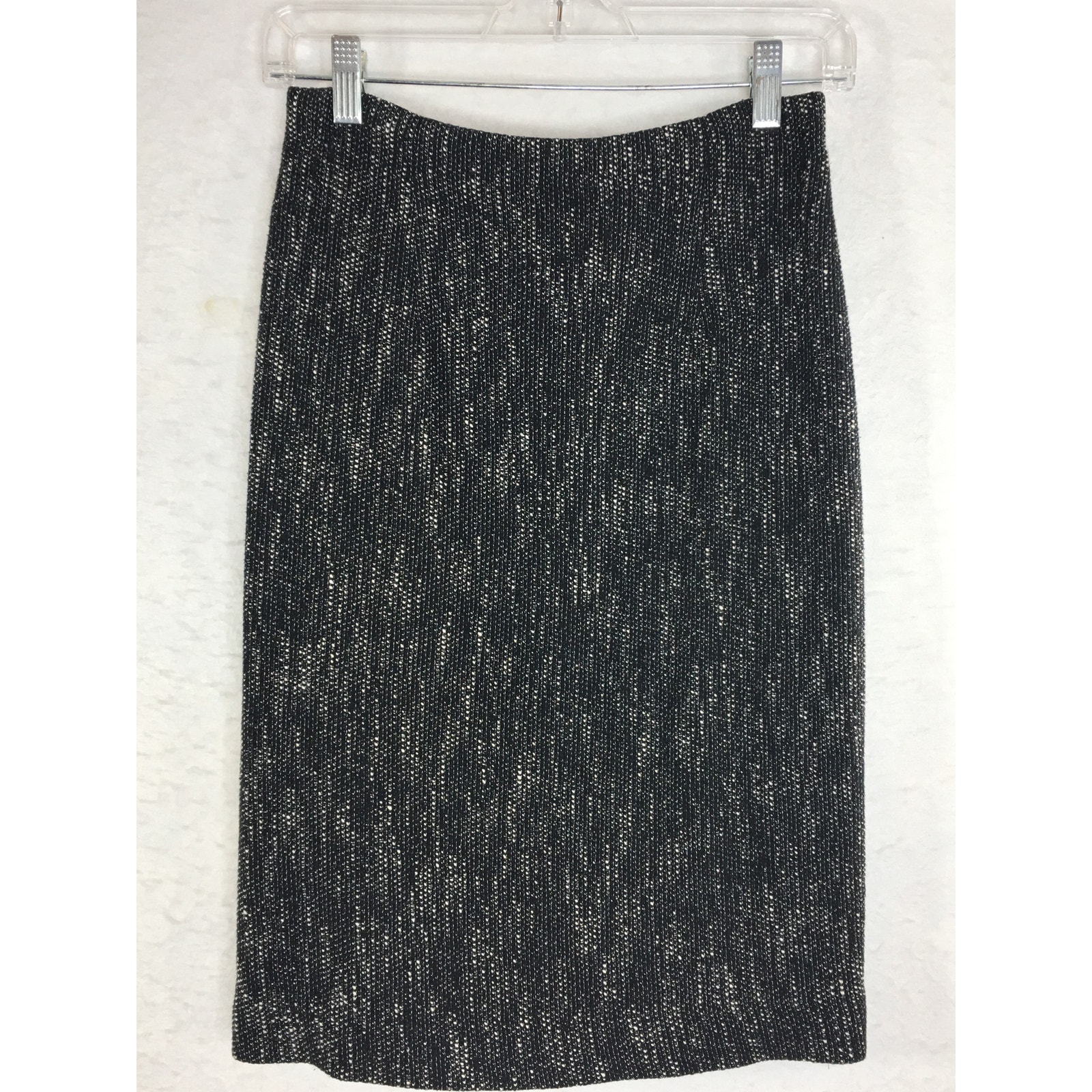 Talbots Petites Skirt Women's Size 0p Black W/ White Cotton Blend Office Work